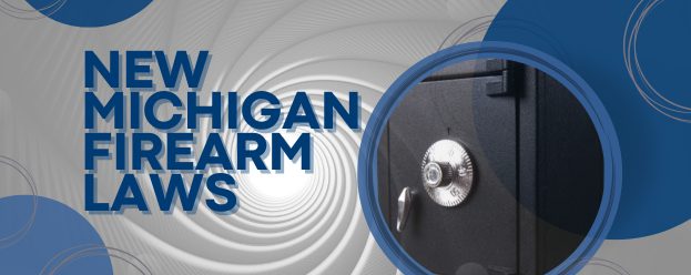 a gun safe on a spiral background and new Michigan firearms laws